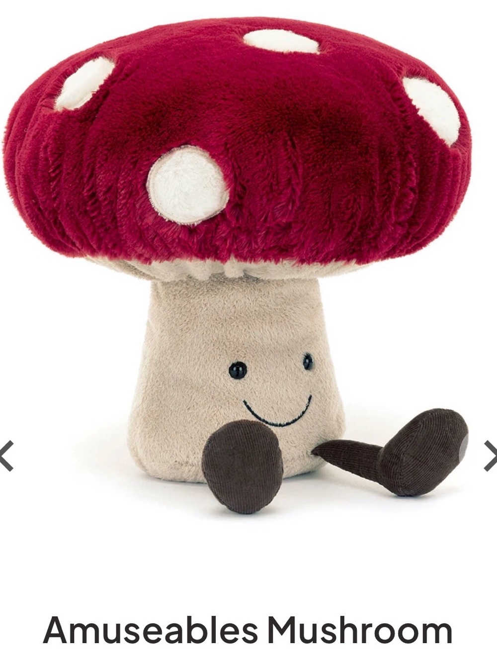 Amuseables Mushroom Jellycat retired rare stuffed animal no tag red beige